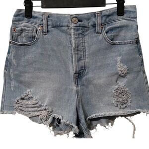 BBJ Los Angeles Womens High Rise Distressed Denim Shorts Light Wash  Size 7/28
